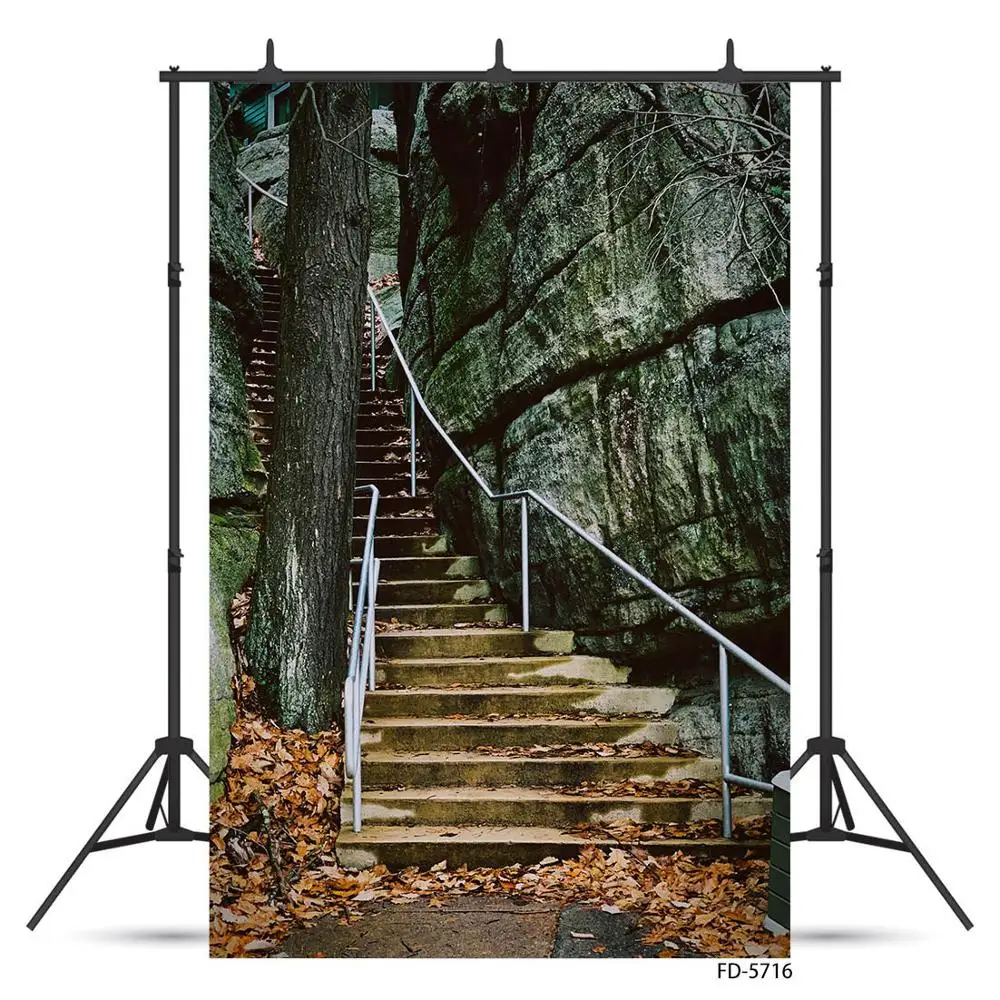 Fondo de fotografía de escalones de montaña, ramas de árbol, tela de vinilo, estudio fotográfico para retrato de niños, sesión de fotos de bebé