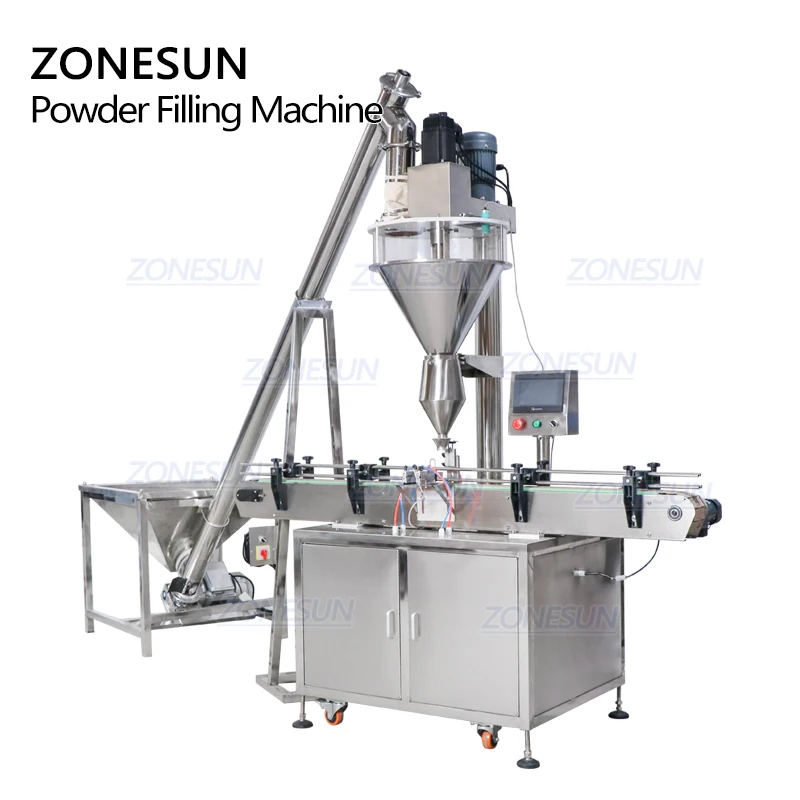 ZONESUN – Machine de remplissage automatique de poudre à tarière, pour poudre de baies, de piment, de bocaux, avec Machine d'alimentation