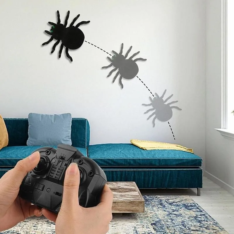 Brinquedo de aranha com controle remoto, simulação de truque de aranha assustadora para escalada, dia das bruxas, presente de aranha, brinquedo de animais con b9i9