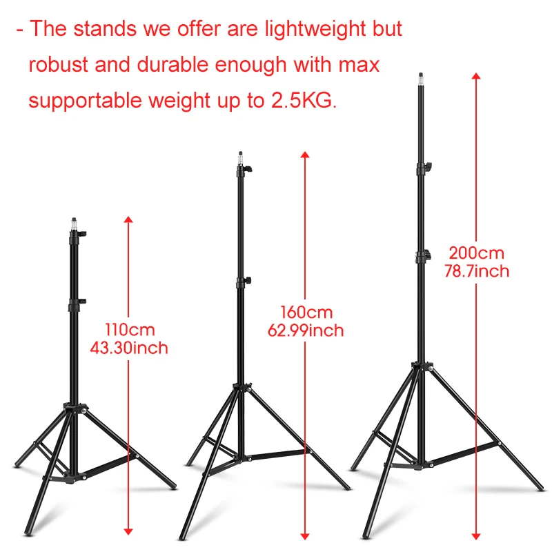 160/200cm Tripod for Phone and Camera Led Light Vlog Tripods with Phone Holder Photography Selfie Stick Floor-Standing Tripod