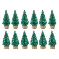 12pcs Miniature Christmas Tree Decorations Artificial Snow Landscape Mini Pine Trees DIY Crafts Dollhouse Decor Retailsale