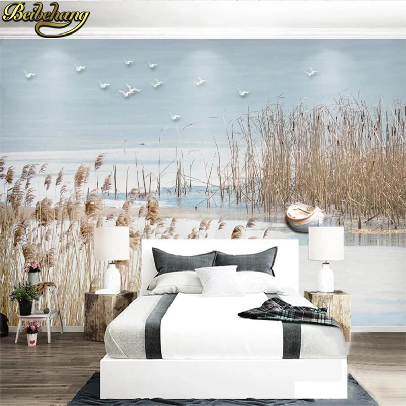 beibehang Custom photo 3d wallpaper small fresh reed Nordic minimalist modern minimalist TV background wall papel de parede