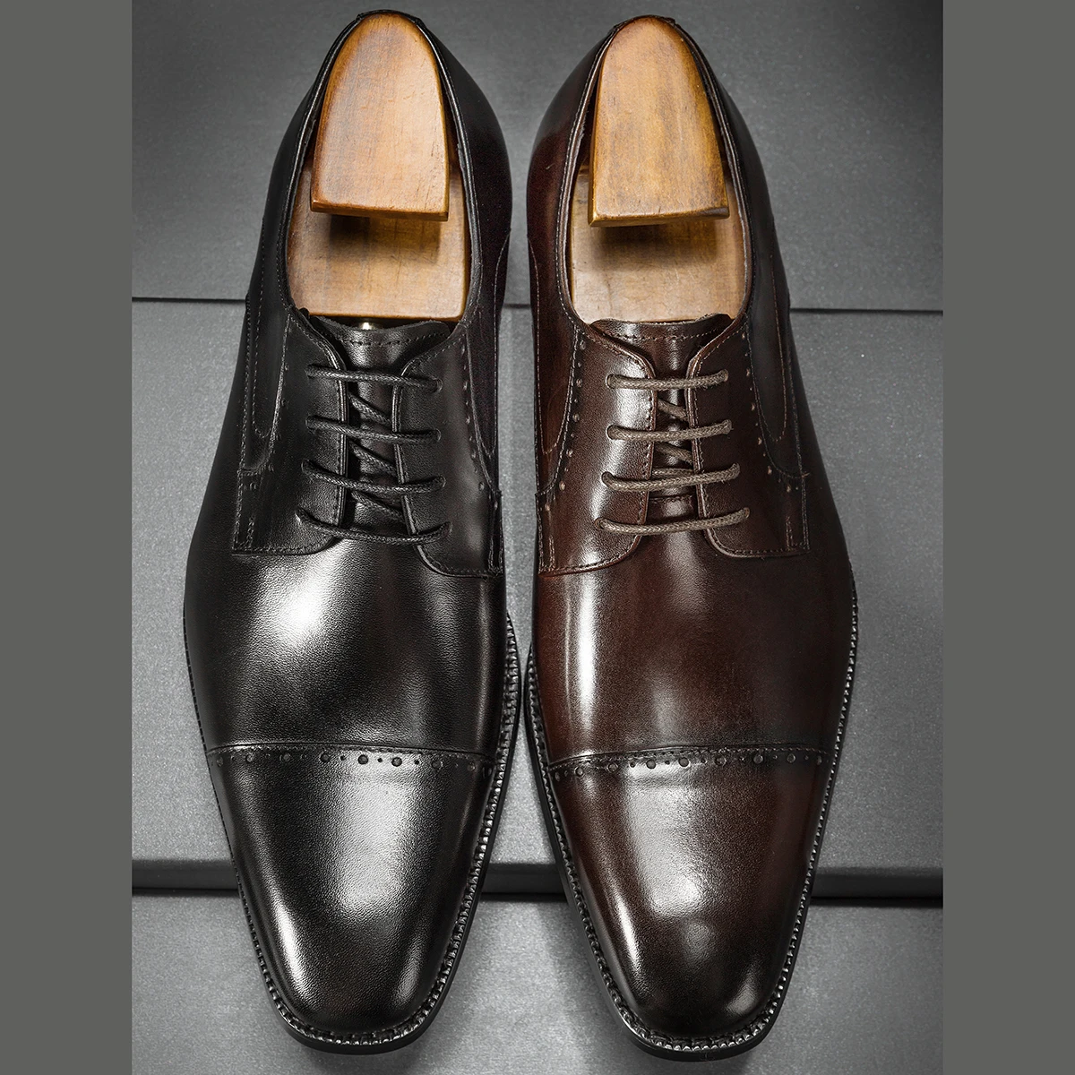 2025 Hanmce High Quality Luxury Handmade Dress Shoes Men's Lace-Up Derby Shoes