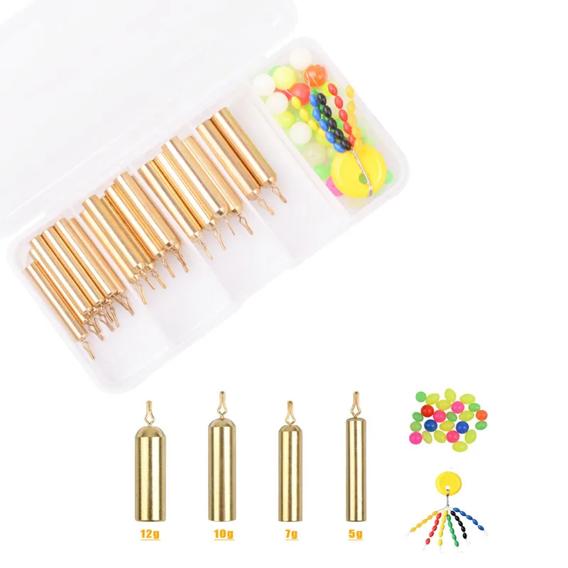 51pcs/box Pure Brass Fishing Sinkers 5g 7g 10g 12g  Drop shot rig Weights slide sinker casting lure fishing accessories