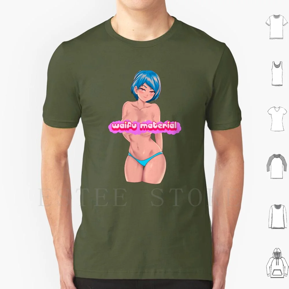 Anime Hentai Waifu Material Anime Shirt For Anime Lover T Shirt Print Cotton Waifu Anime Waifu Material Best Girl Weeaboo Anime