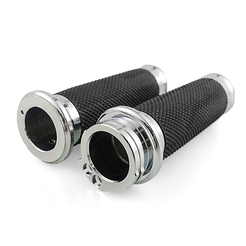 Universal Motorcycle Hand Grips 1 Inch 25mm Handlebar Grips Rubber Black for Harley Touring Road King Softail Bobber Cafe Racer