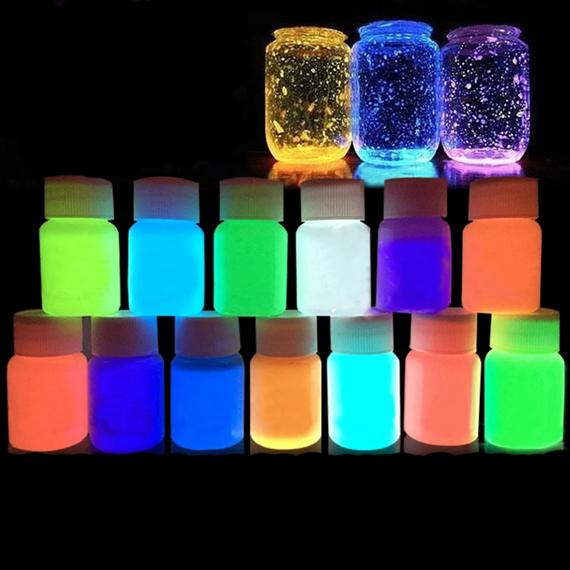 10/20grams Eco-friendly Without Radiation Neon Phosphor Powder Dust Luminous Pigment Fluorescent Powder Glow in the Dark Party