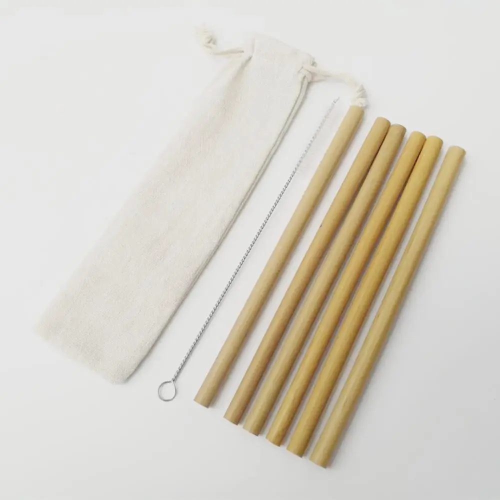 

6PCS Natural Bamboo Straws Set Reusable Drinking Straws with free Clean Brush 8 or 9inches Choice Home Bar Drinkware Free Ship