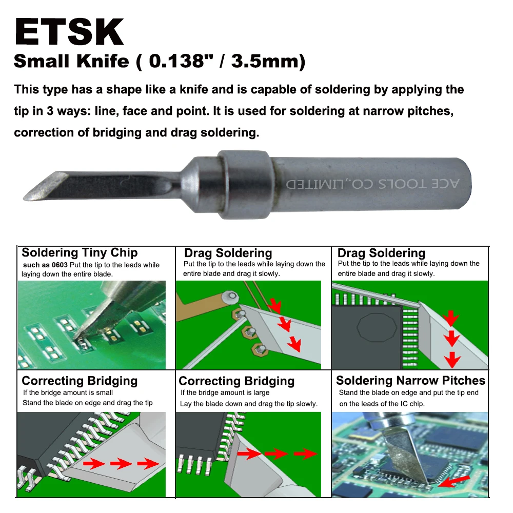 ETSK Soldering Tip มีดขนาดเล็ก2.4มม.Fit WELLER WES51 WES50 WESD51 WE1010NA WE1010EU PES51 PES50 LR21 LR20เหล็กเชื่อมบิต