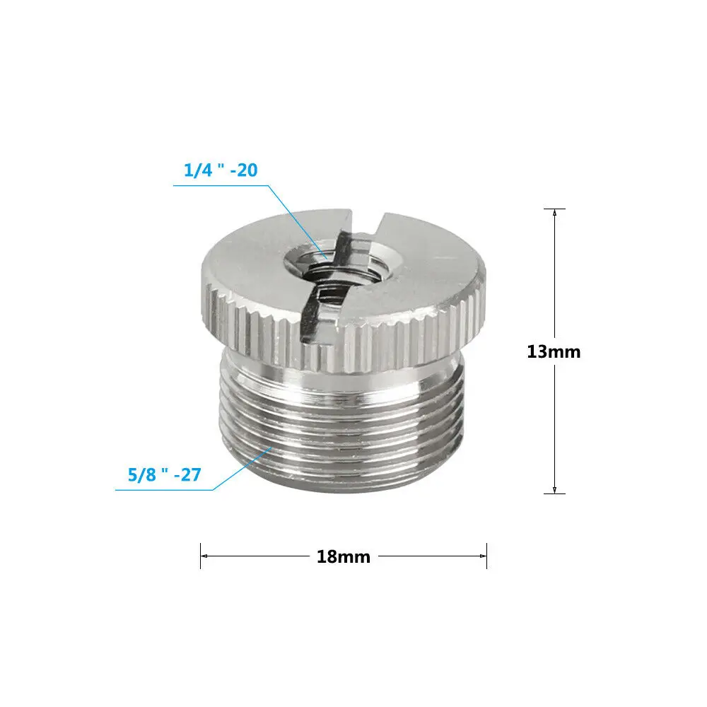 2x5/8 ''-27ตัวผู้ถึง1/4''-20ตัวเมียอะแดปเตอร์สกรูสำหรับขาตั้งไมโครโฟน5/8อะแดปเตอร์ "เป็น1/4"