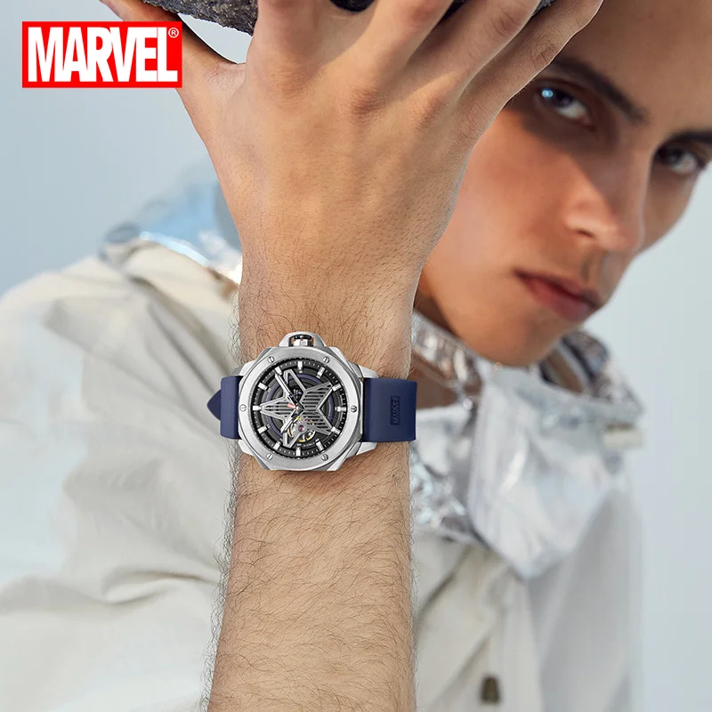 Disney Marvel Official Men Casual Fashion Automatic Wriswatches Captain America Steel Case Sapphire Crystal New Mechanical Clock