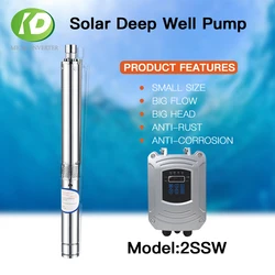 48VDC 200W 370W 2 Inch Solar Pump Deep Well Submersible Solar Pump With Controller Stainless For Borehole Irrigation