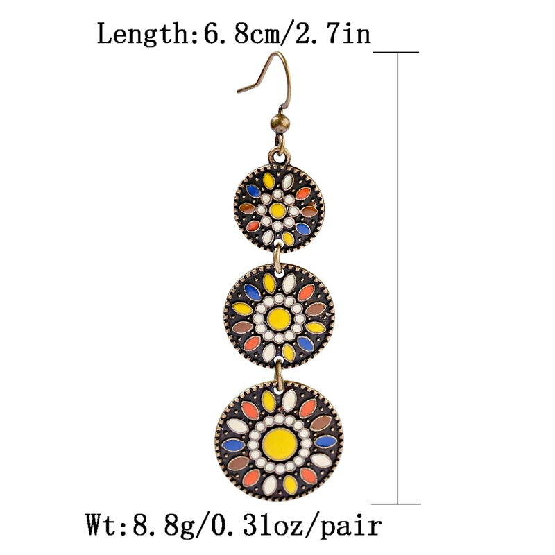Vintage Flower Bohemian Earrings For Women Ethnic Round Alloy Gypsy Indian Jewelry Jhumka Earrings Oorbellen Hangers