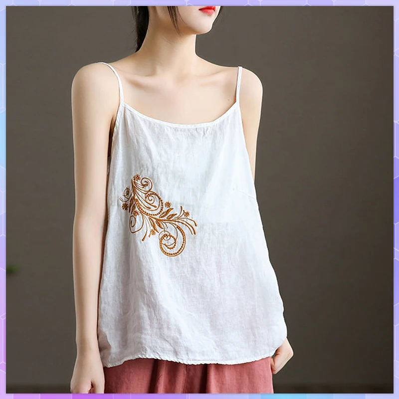 Sexy Women Cotton Tank Tops Sleeveless Spaghetti Vest Casual Embroidery Basic Tube Top Camisole Off Shoulder Strap Camis Female