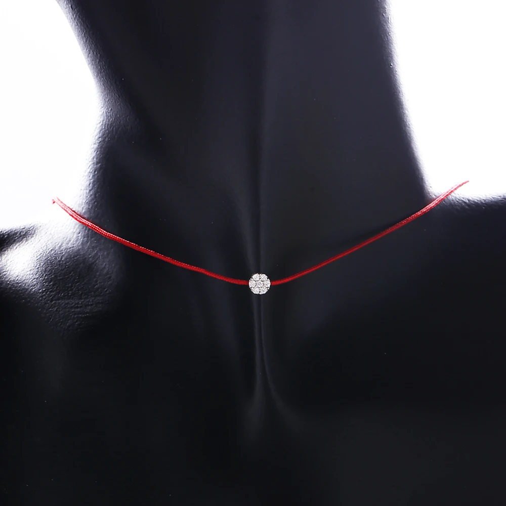 SHADOWHUNTER Original 925 Silver Crystal Pendant Necklace Red Rope Choker Simple Design Jewelry For Christmas Gift Women Collier