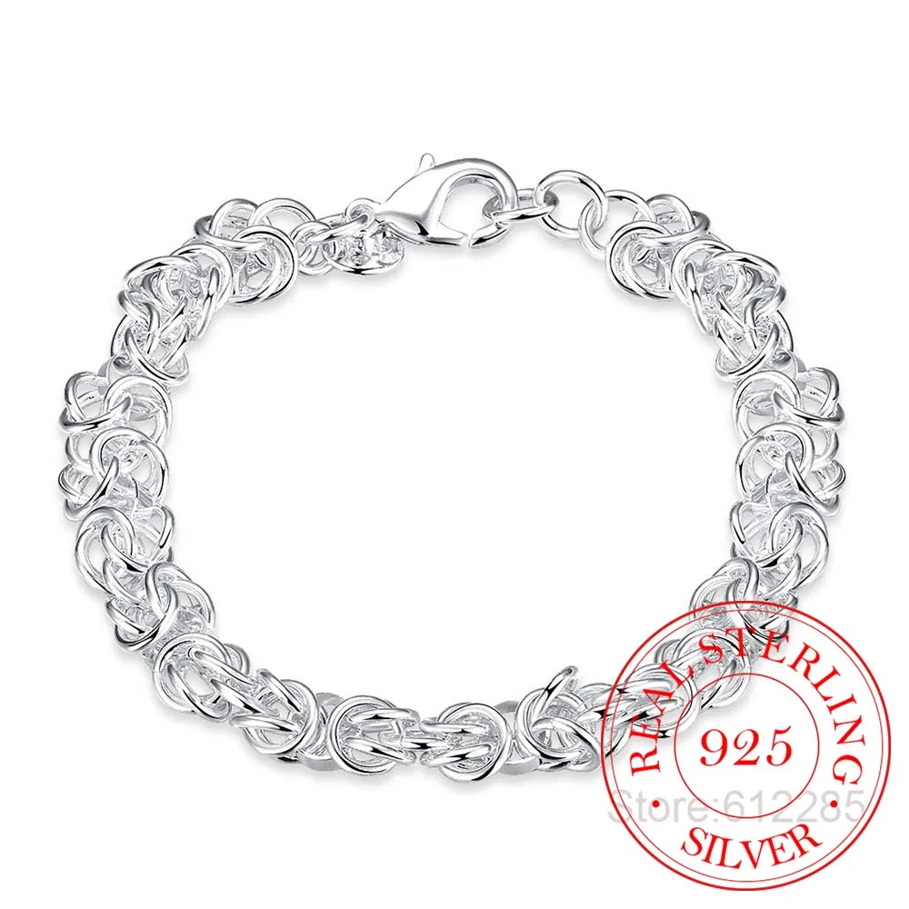 100% Real 925 Sterling Silver Bracelets For Women Fashion Leading Shrimp Buckle Charm Chain Bracelets Bangles Day Wear