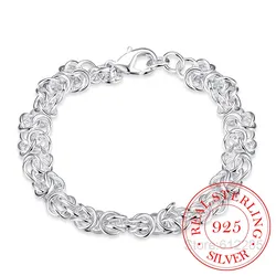 100% Real 925 Sterling Silver Bracelets For Women Fashion Leading Shrimp Buckle Charm Chain Bracelets Bangles Day Wear