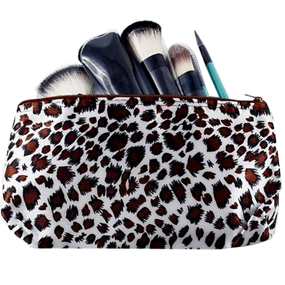 1PCS Woman Mini Cosmetic Makeup Case Travel Toiletry Bag Make Up Bag Sexy Leopard  Wash Kits Multi-Function Storage Bags