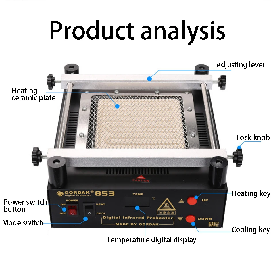 Gordak 853 IR infrared preheater BGA disassembly and assembly heating soldering station PCB board desoldering BGA Rework Station