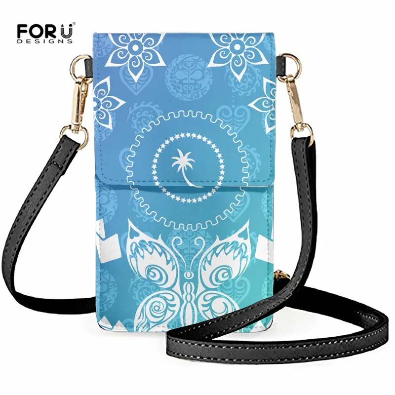 FORUDESIGNS Pohnpei Polynesia Crossbody Phone Bags for Women Fashion Leather Purse Cellphone Pouch Casual Shoulder Bag Bolsas