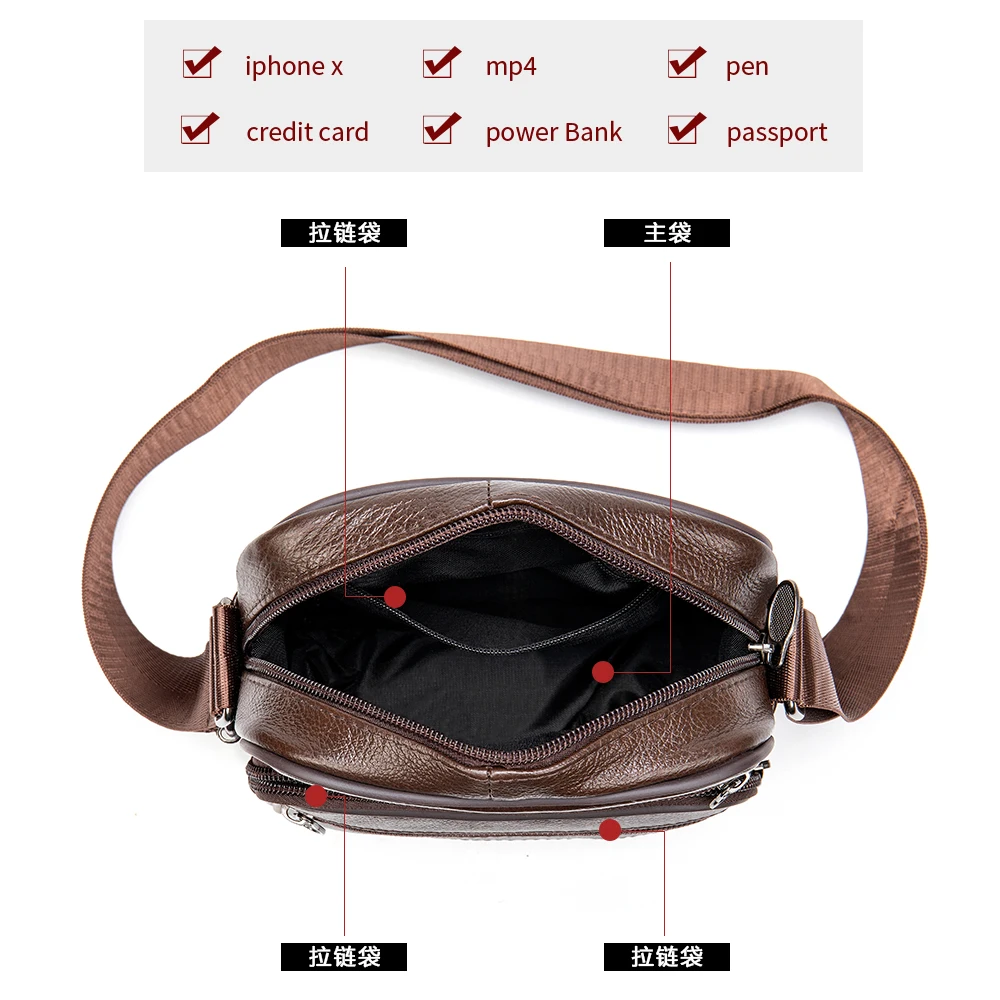 MVA Men's Bags Genuine Leather Shoulder/Crossbody Bags For Men Messenger Bag Leather Men Handbag Casual New in bandolera hombre