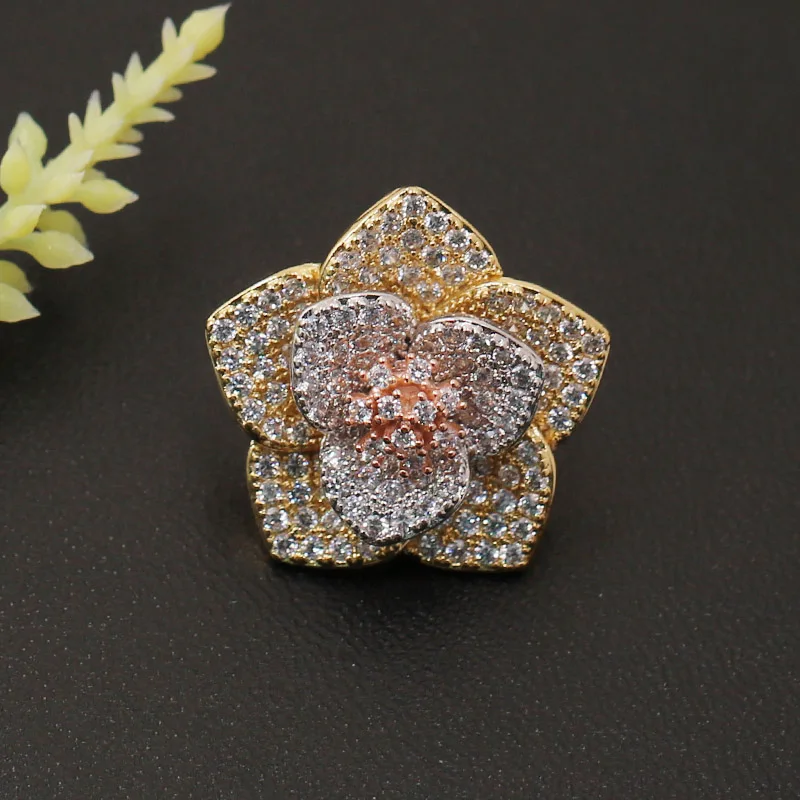 Vanifin Fashion Jewelry Graceful Lucky Flower Micro Paved Brooch Pin for Engagement Banquet Party Luxury Bridal Best Gift