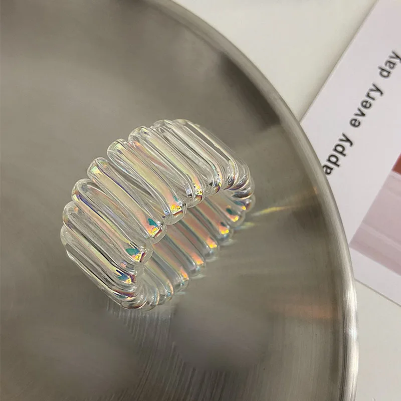 Die Neue Trendy Weiß Transparent Telefon Schnur Haar ring Elastische haar band Frau Pferdeschwanz haarband Haar zubehör