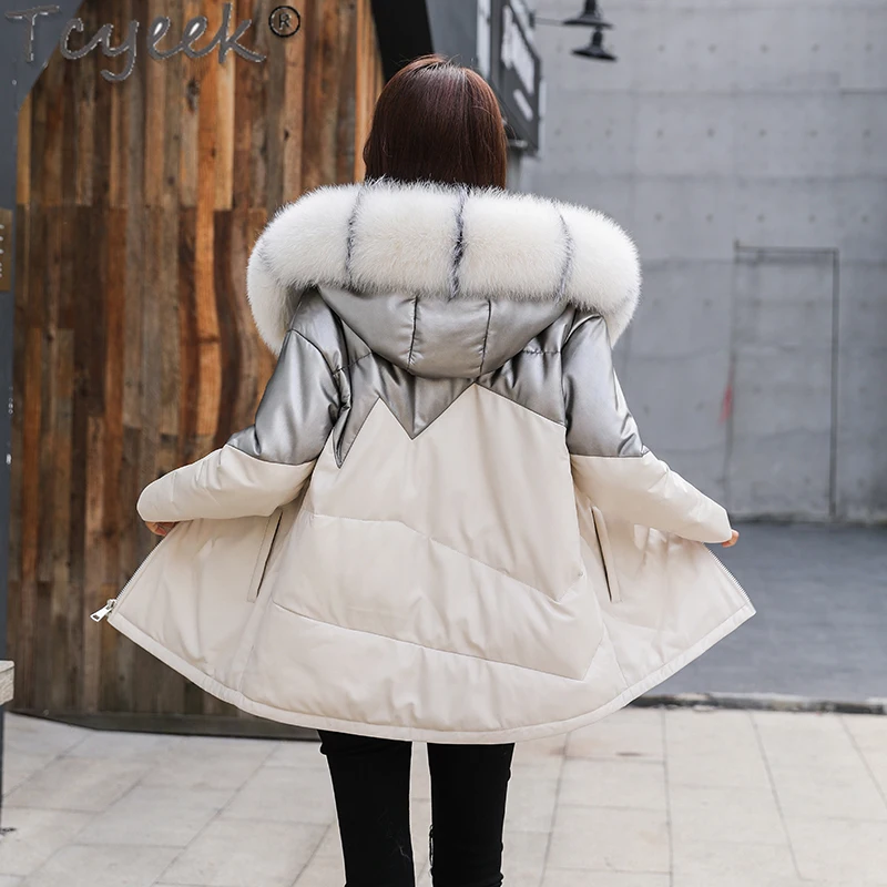 100% Genuine Leather Down Jacket Women Winter Jackets 2021 Natural Fox Fur Hooded Sheepskin Duck Down Coat Female Coats 1