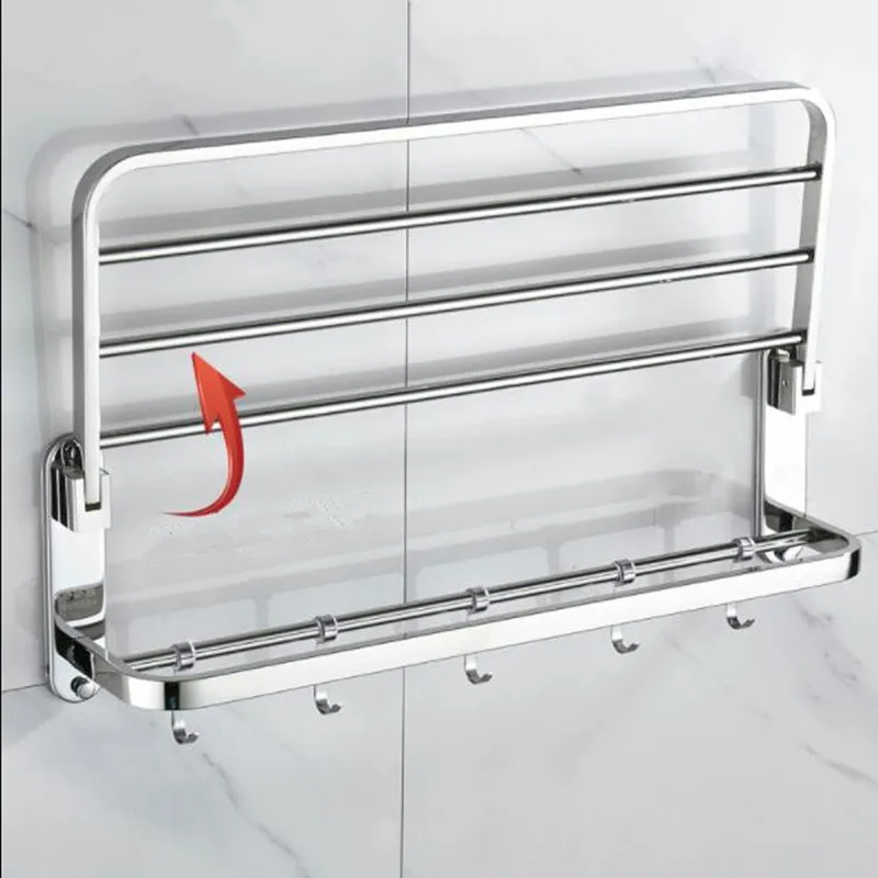 Floldable Bathroom Towel Rack Total 304 SUS Towel Hanger Towel Holder Wall MountedTowel Rail Holder Towel Hanger Bar