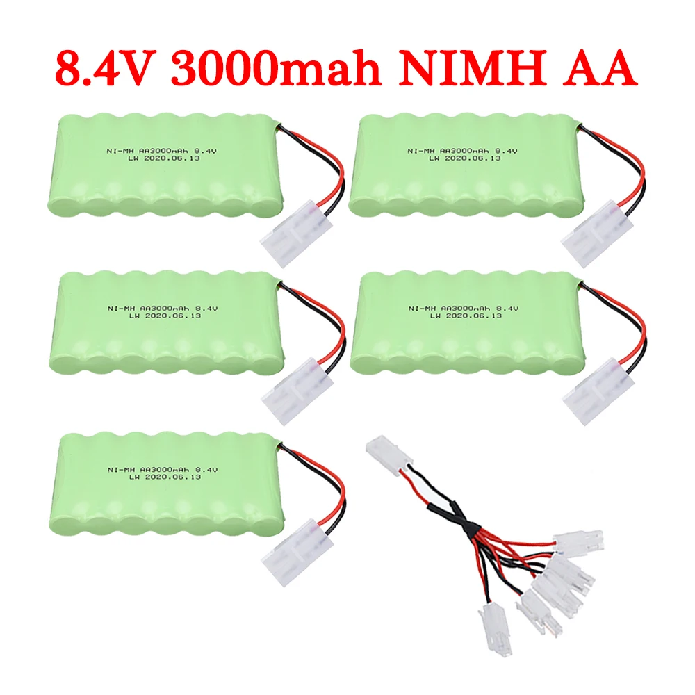 8,4 v 3000mah NiMH Batterie + 8,4 v ladegerät Für Rc Spielzeug Autos Tanks Lkw Robot Boot AA Ni-Mh 2400mah 8,4 v Akku Pac