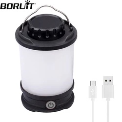 BORUiT – lampe de Camping Portable 2835 SMD, Rechargeable par USB, lanterne d'urgence, étanche, pour tente, batterie externe