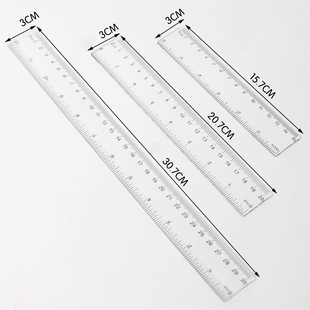 Transparent Plastic Ruler 6/8/12 Inch Standard/metric Rulers Straight Ruler Measuring Drawing For Student School Office Supplies