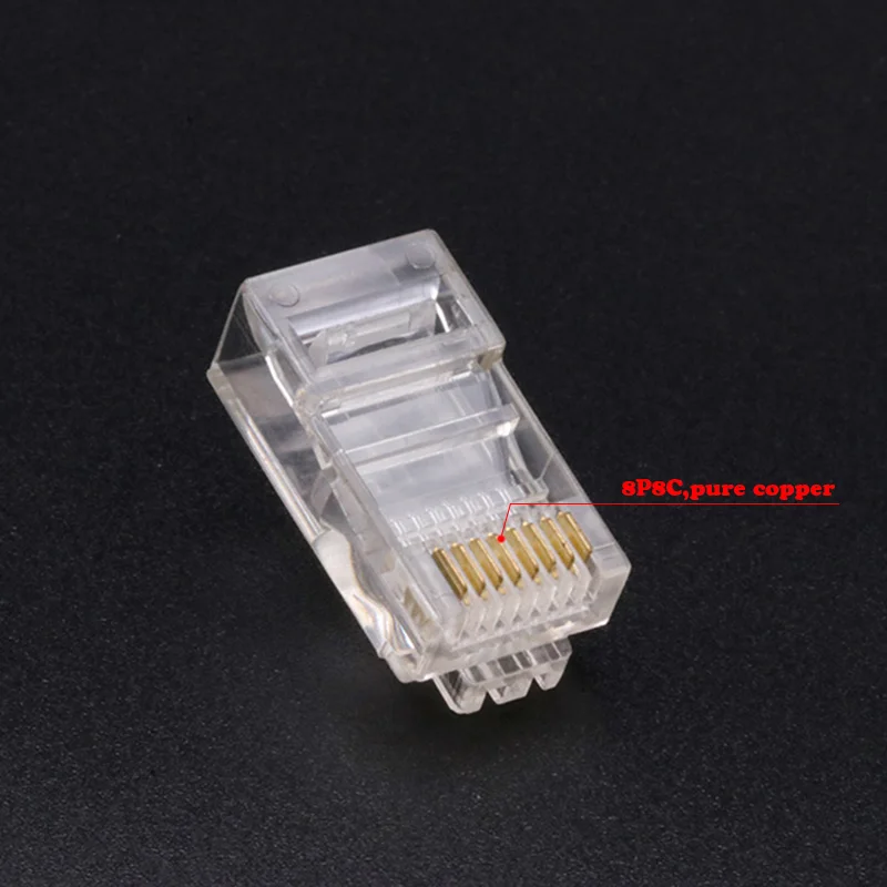 10pcs/lot Cat 6 5 5e RJ45 Connector Pure Copper 8P8C Modular Ethernet Cable Head Plug 24K Gold-Plated Crimp Network Connector