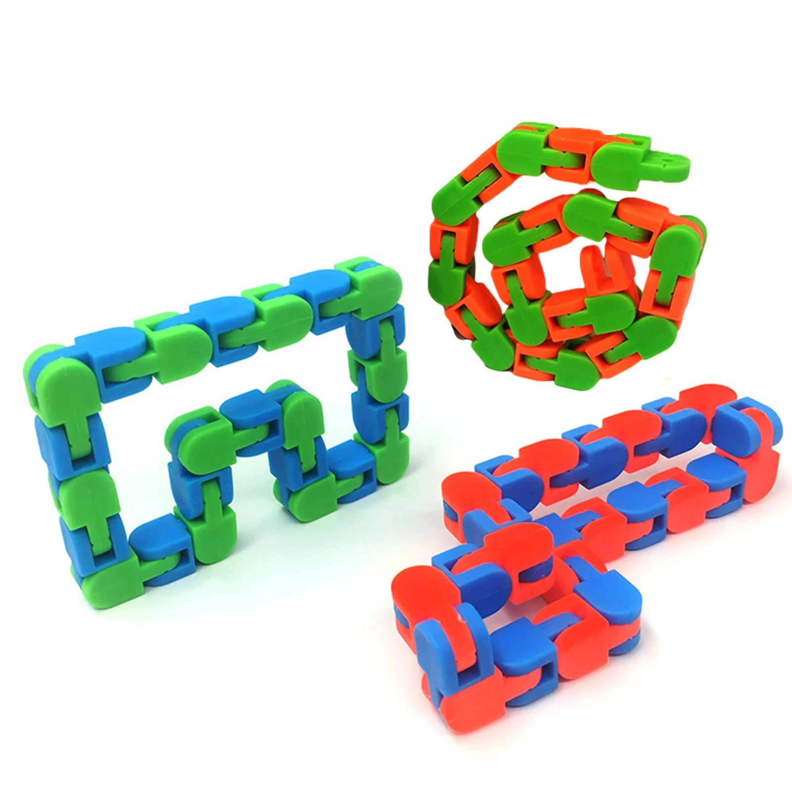 New 1pc Snake Puzzles Classic Sensory Toy Wacky Tracks Bicycle Chain Snap Click Fidget Toys Kids Autism Educational Toy Dropship