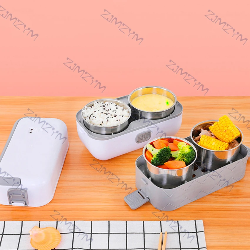 220V Electric Lunch Box Single/Double Layer Portable Food Heating Box Rice Dishes Heater Container Food Warmer Stainless Steel