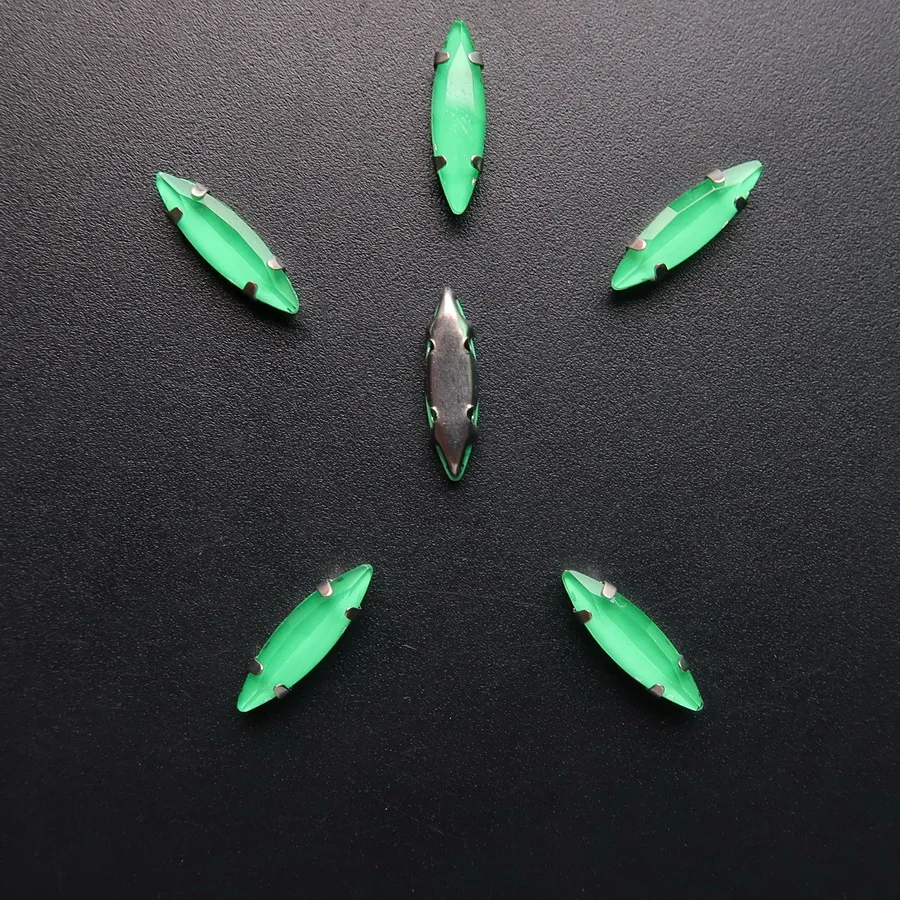 Pferdeaugenförmige Silber-Krallenfassungen, 50 Stück/Packung, 4*15mm, Jelly Candy Glas-Kristall, zum Aufnähen, Strassperlen, Kristalle, für Kleidung, DIY – Detail 23