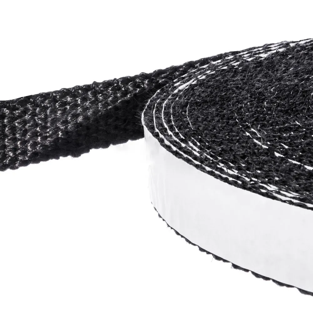 Black Flat Stoves Rope Self-Adhesive Fiberglass Fireplace Door Sealing Cord Replacement Gasket Tape 10/15mm Width 2m Length