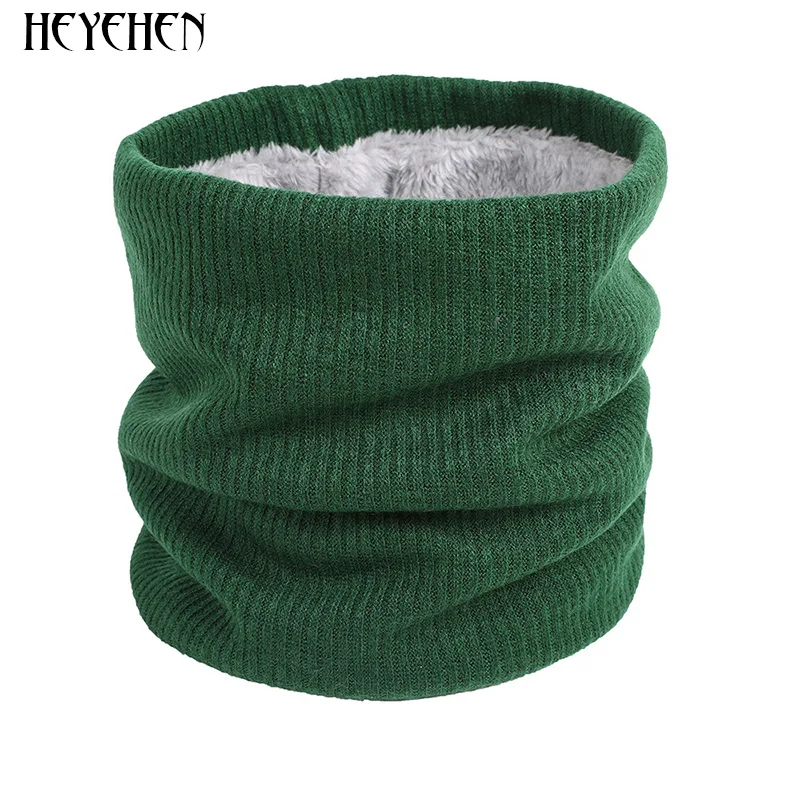 Unisex Knitted Warm Scarf Winter Autumn Ring Women Bandana Solid Scarf Fleece Men Headband Neck Scarf Shawl