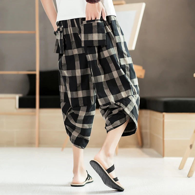 Gestreepte/Geruite Nieuwste Mode Heren Strandshorts Zomer Heren 100% Linnen Ademende Korte Broek Heren Casual Bermuda Kleding