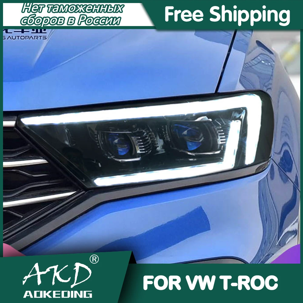 Headlights For VW T-ROC 2018-2020 TROC T ROC Day Run Light DRL Head Lamp LED Bi Xenon Bulb Fog Lights Tuning Car Accessory