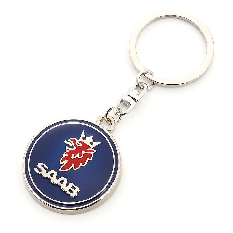 Metal Car Keychain Auto Badge Emblem Key Chain Key Ring Key Holder for SAAB 9000 900 SCANIA Aero X 93 9-3 9-5 9-7X Car Styling