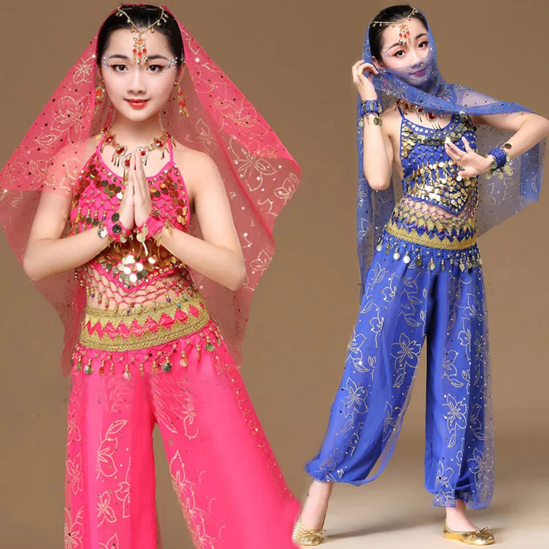 

Детские костюмы для танца живота; Комплект детской одежды для восточных танцев; Одежда для девочек в египетском стиле; Одежда для танца живота в Индийском Стиле Болливуда