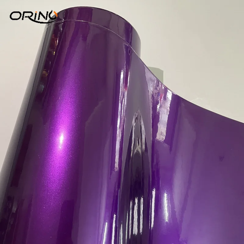 Glitter Gloss Candy Metallic Purple Vinyl Sheet DIY Adhesive Car Wrap Sticker with Air Release Bubbles Free