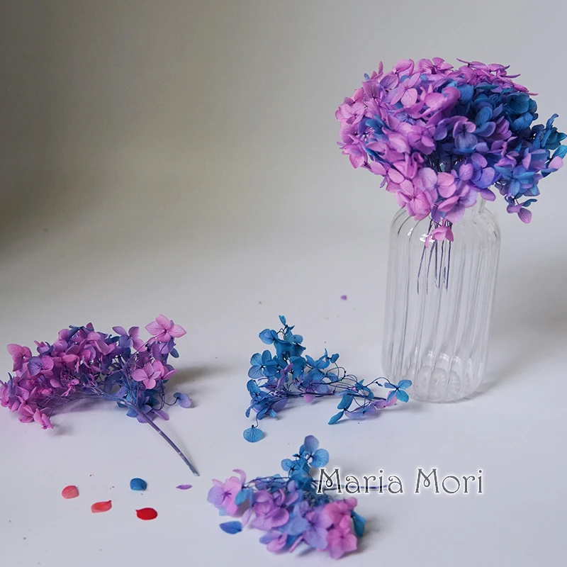 Colorful Preserved Hydrangea Home Decoration Wedding Decoration Small Leaf Anna Hydrangea Epoxy Handmade DIY Material