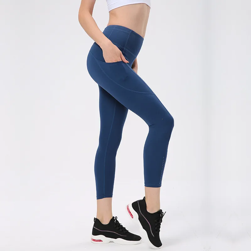 New High Quality Women Sports Pants High Waist Leggings Fitness Running Tight Squatproof Plus Size With Pocket Gym Sexy Trousers