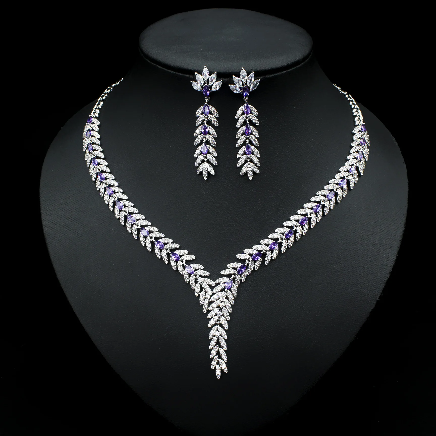 

CC Bridal Jewelry Set for Women Wedding Accessories Engagement Bijoux 100% Handmade Necklace Earrings Sets 2 PCS Pageant HL069