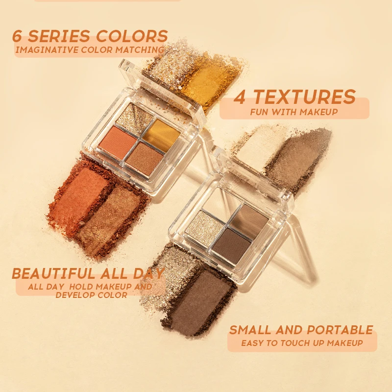 UKISS Eyeshadow Palette Cosmetics Mini Protable Eye Palette Matte Glitter 4-Color Combination For Eyes Makeup