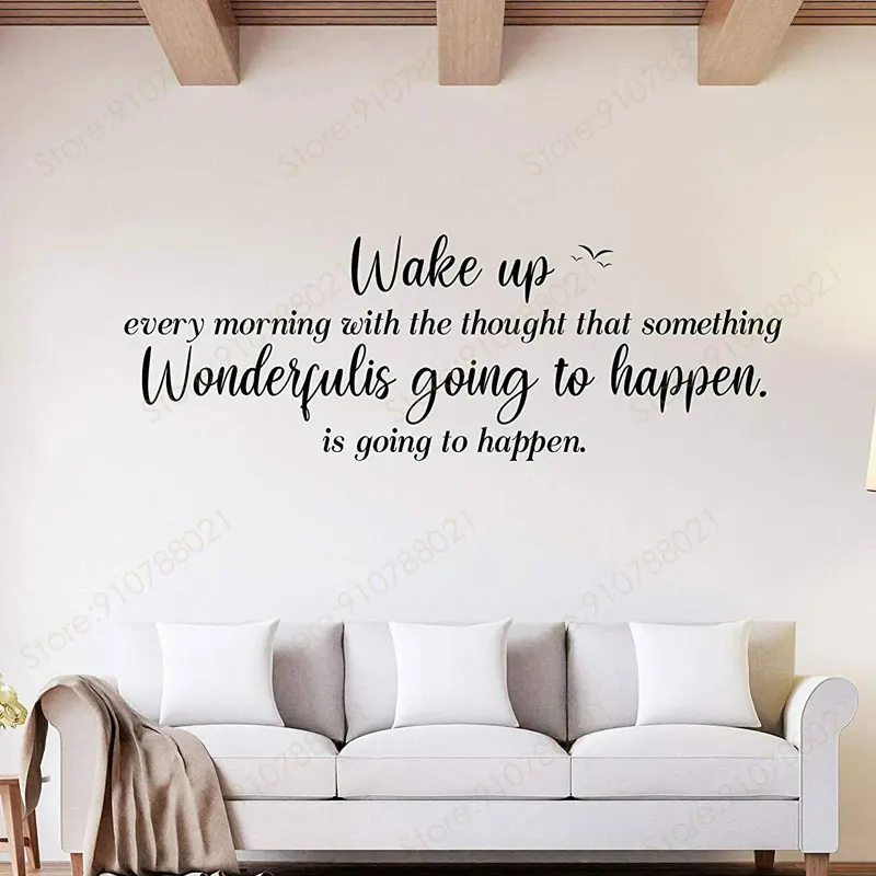 Modern Wall Sticker Quotes Wake Up Every Morning  Decals Vinyl Home Decoration Accessories Room Bedroom Words Murals S335