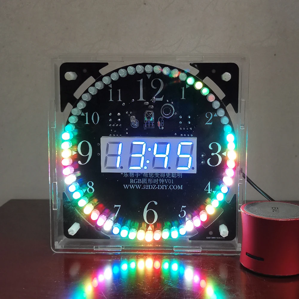 Kit d'horloge électronique à monter soi-même, 14.5x14.5cm, avec boîtier, tube numérique led, date, semaine, température, kit de soudage pour adultes