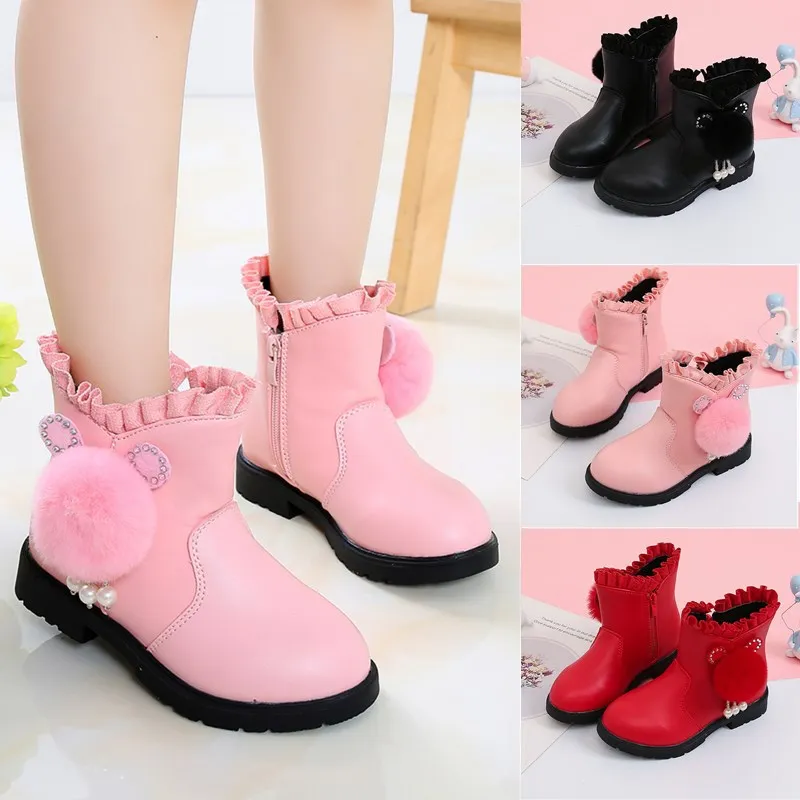 Kids Shoes 2020 Girlish Winter Snow Leather Boot Child Sneakers For Teenage Little Girl Middle Tube 3 4 5 6 7 8 9 11 12 13 Years